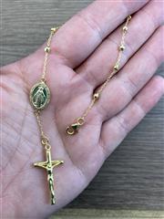 Gold Plated 925 Sterling Silver Diamond Cut Rosary Bracelet 7.5